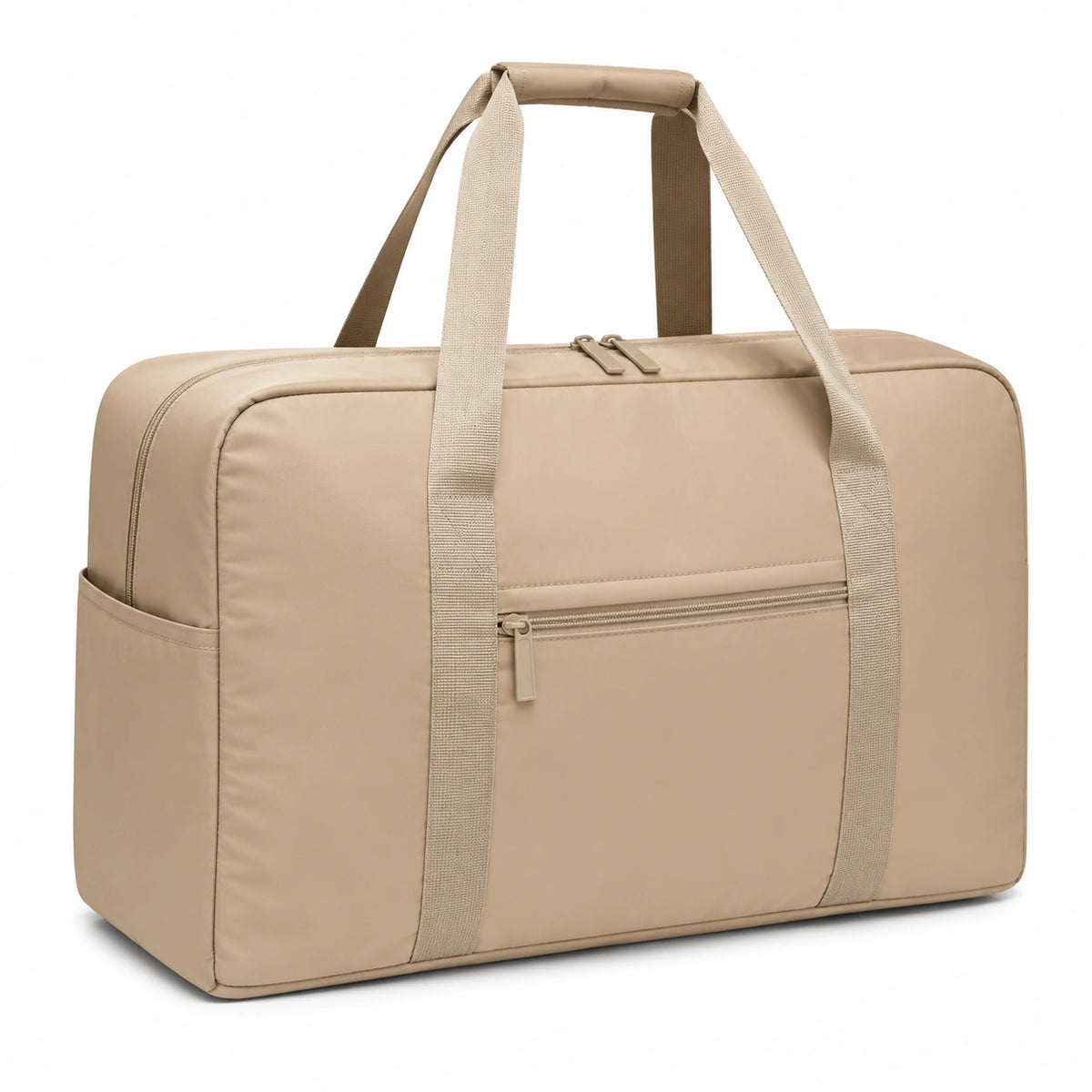 Bolsa de viaje 50 x 25 x 35 cm de poliuretano beige con asas y bolsillo con cremallera