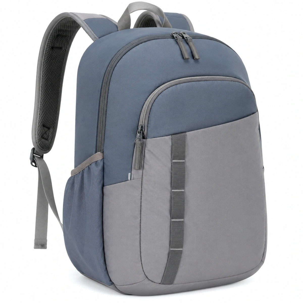 Mochila 30 x 18 x 45 cm de poliéster azul y gris con compartimentos para uso diario
