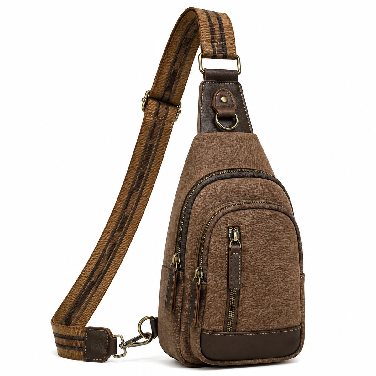 Bolso bandolera 32 x 18 x 8 cm de tejido marrón para uso diario con correa ajustable