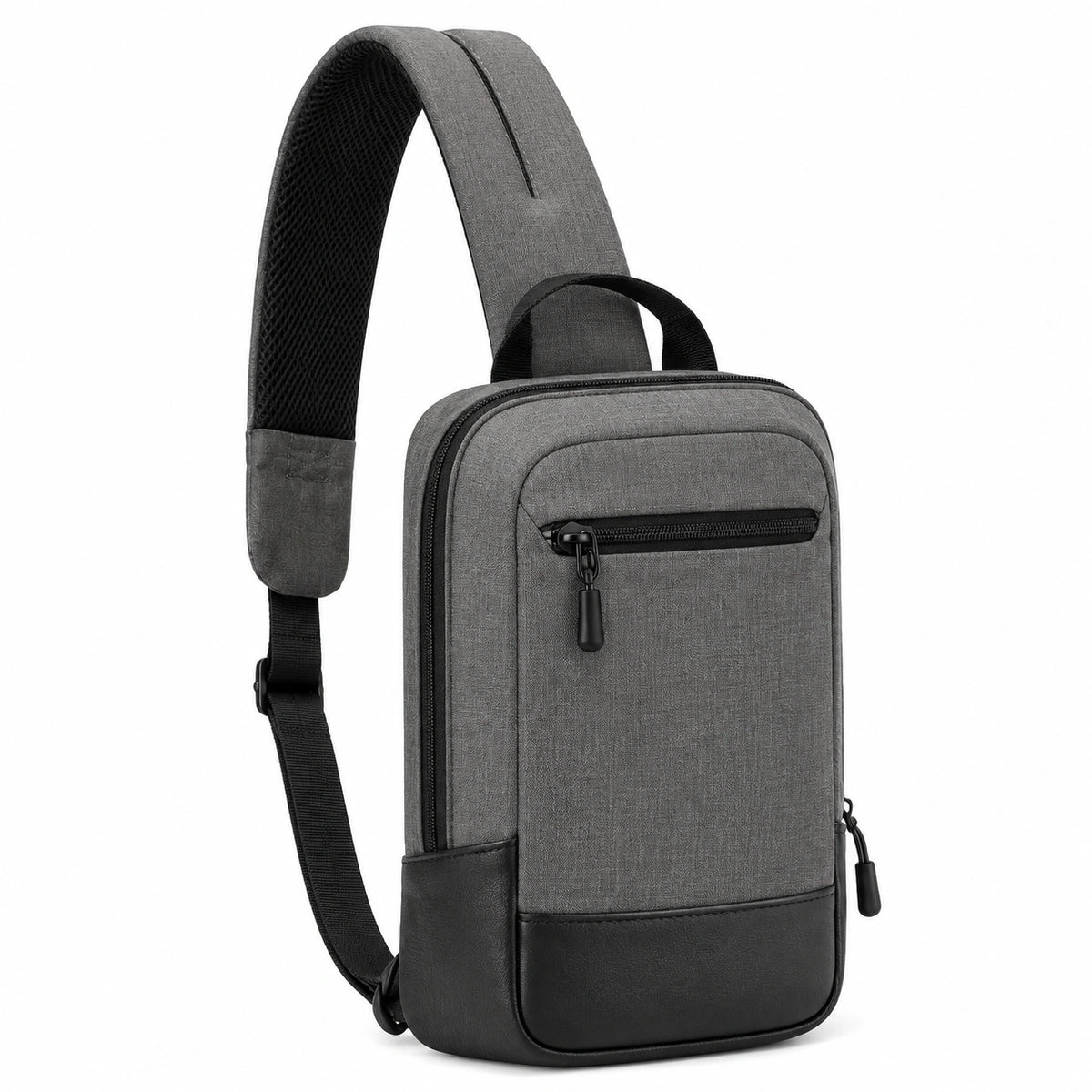 Bolso bandolera 18 x 8 x 32 cm de tejido gris con detalles sintéticos diseño urbano