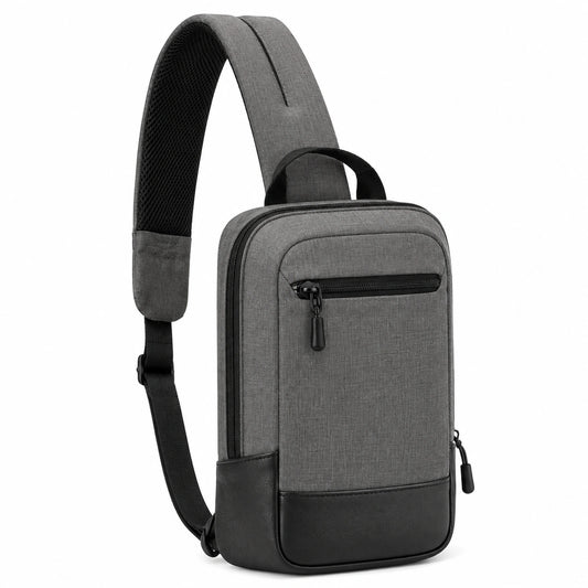 Bolso bandolera 18 x 8 x 32 cm de tejido gris con detalles sintéticos diseño urbano