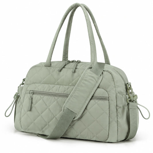 Bolsa de viaje 45 cm acolchada de tejido sintético verde salvia con correa ajustable
